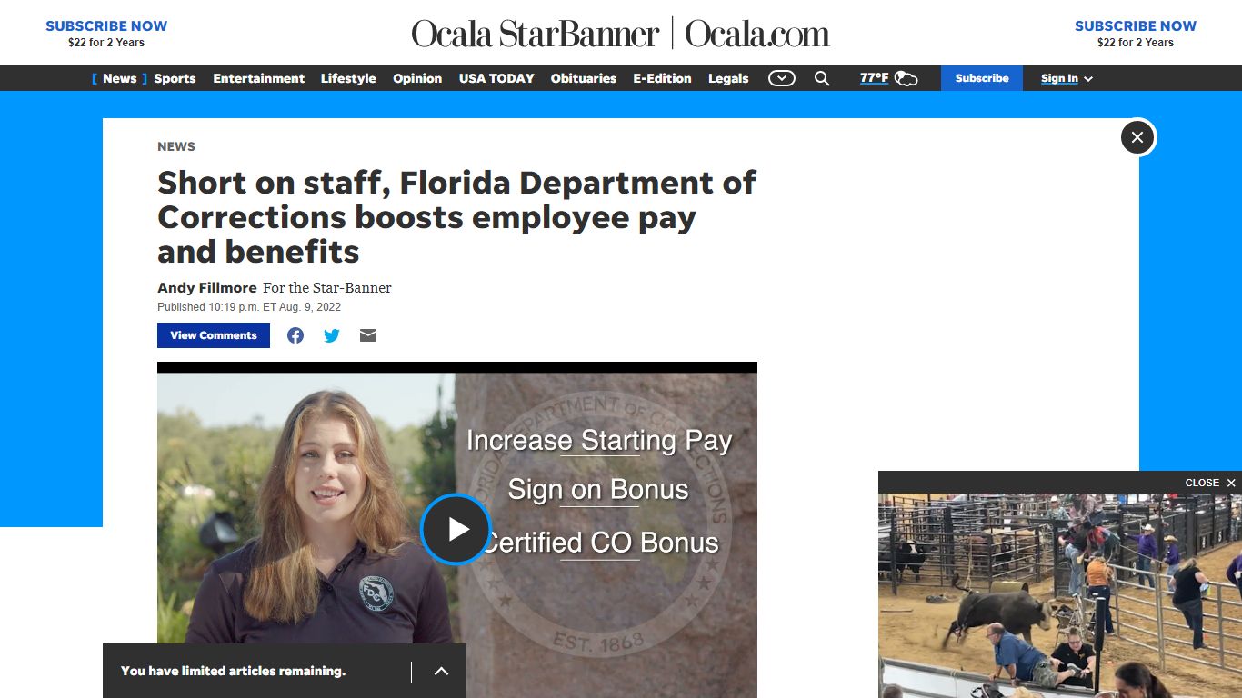 Florida DOC needs workers and is increasing pay, benefits, bonuses